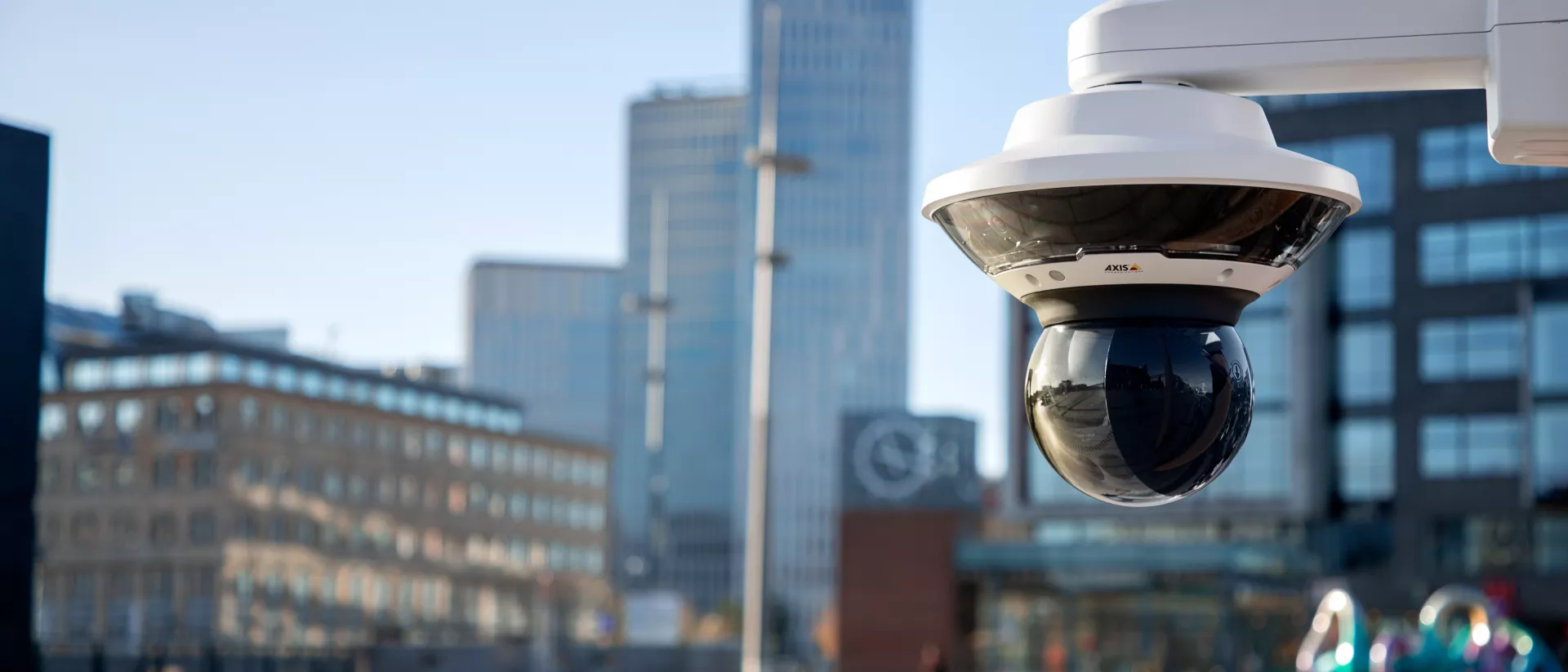 Axis PTZ camera overlooking a city skyline