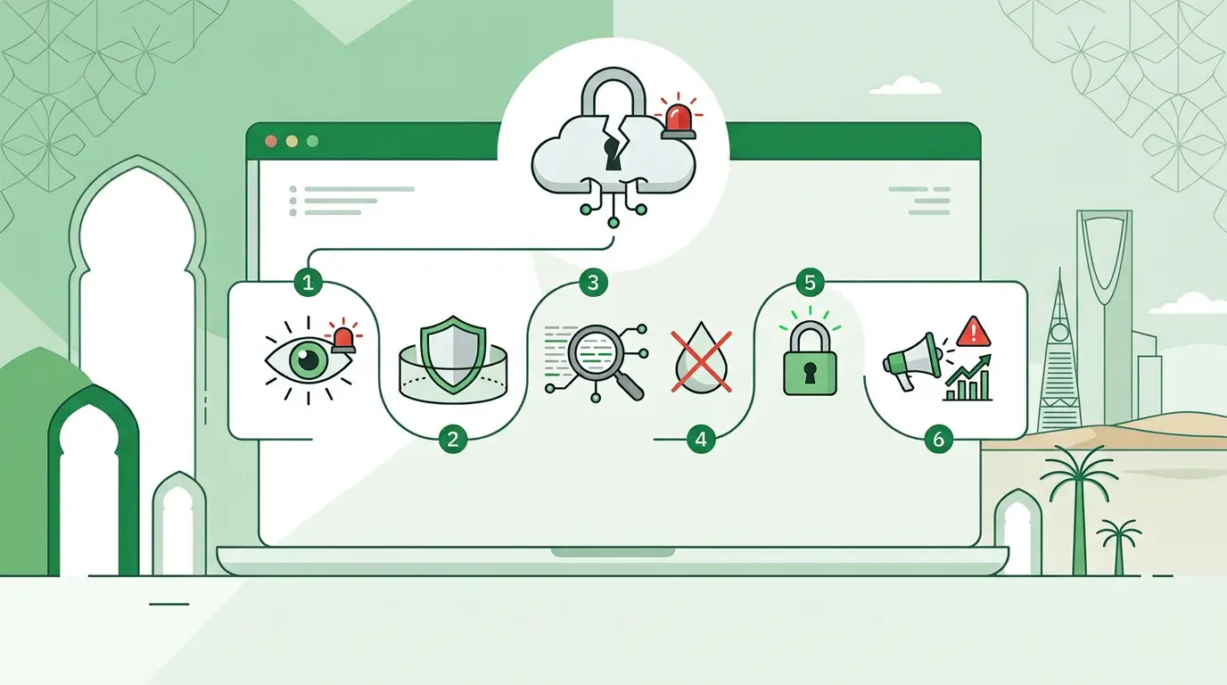 Data breach response checklist helping Saudi businesses contain cyber incidents, protect sensitive data, and strengthen cybersecurity resilience