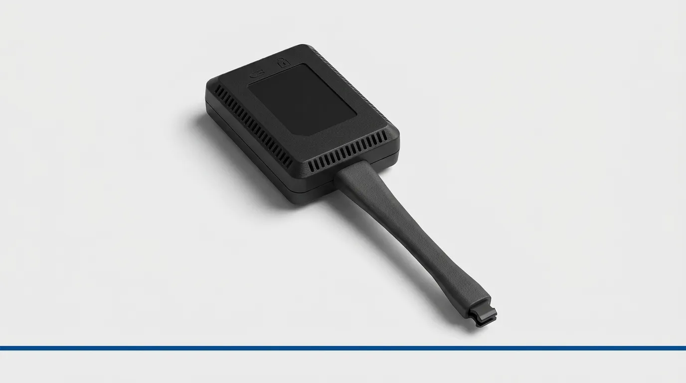 Dahua DHI-PKP-WP1B screen sharing dongle with its USB-C connector on a grey background