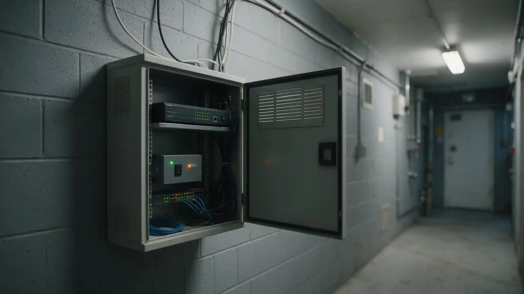 Network video recorder and access control panel mounted in a building rack outside the IT asset inventory