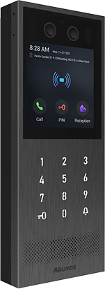 Vandal-resistant Door Phone, 4” touch screen, SIP, PoE, Numeric keypad, Dual cameras, BLE, Linux OS.