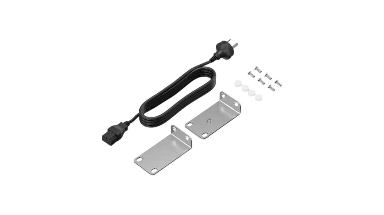 Huawei eKit S110-16T2S package contents with power cord and rack mounting brackets
