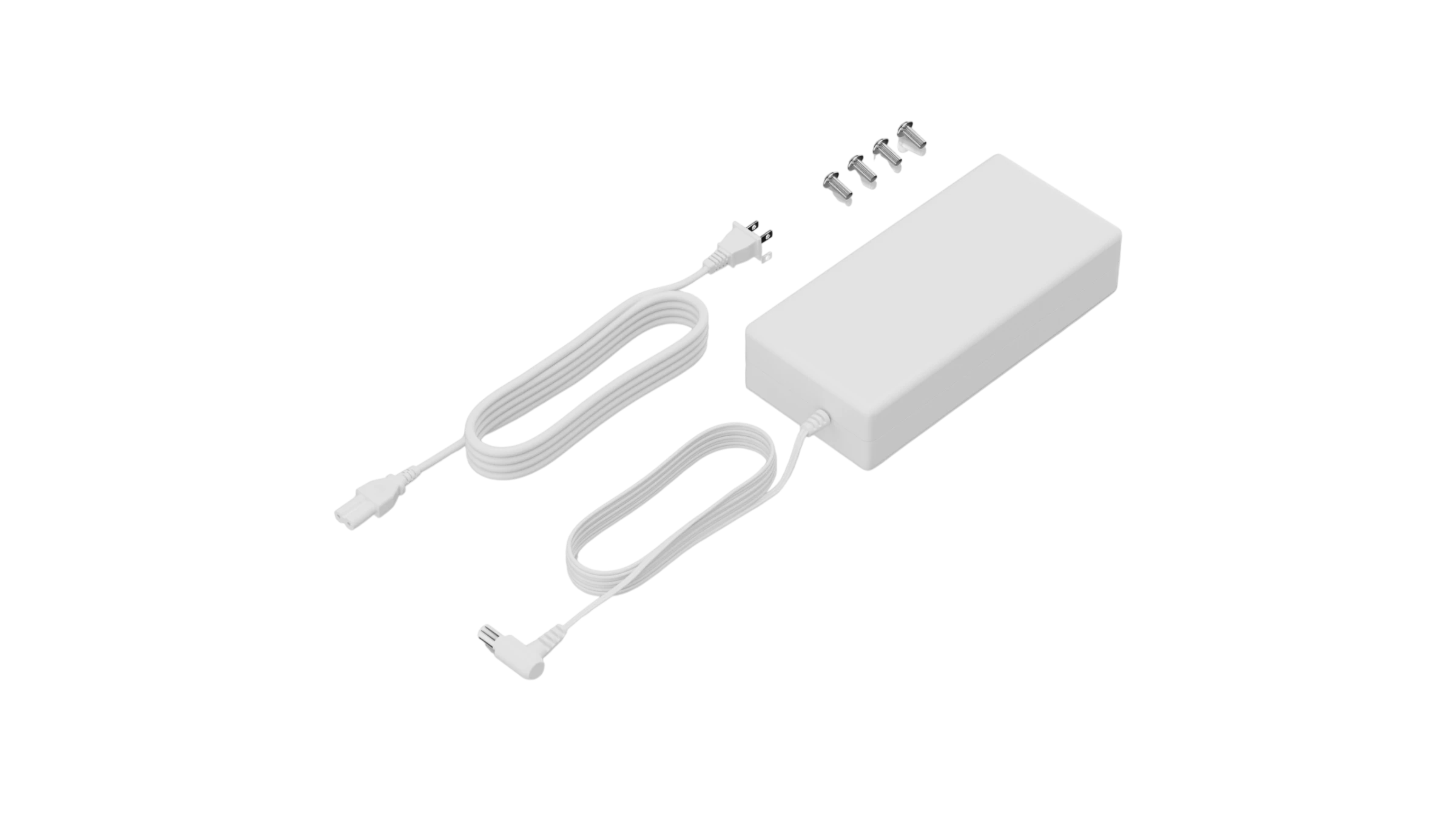 Huawei eKit S110-8P2T-BU-V2 accessories in the box with white AC power adapter and mounting screws