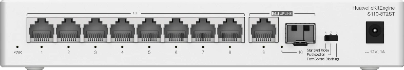 Huawei eKit S110-8T2ST desktop switch front panel with 8 Gigabit ports and SFP uplink