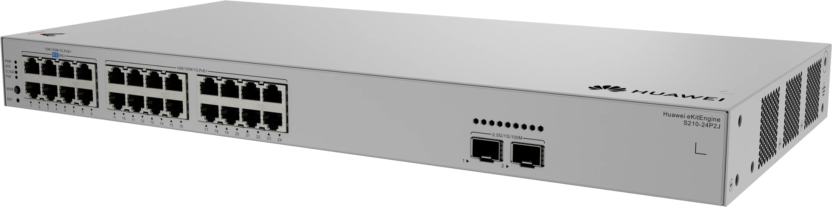 Huawei eKitEngine S210-24P2J switch front right angle view