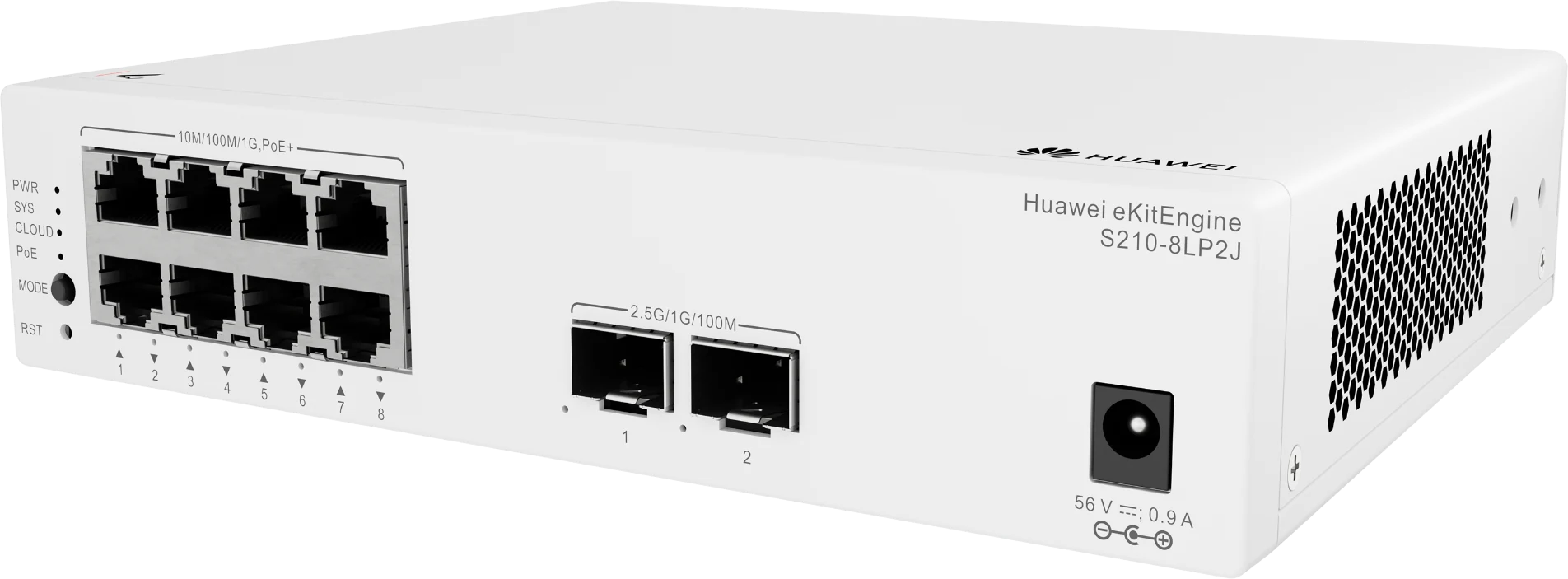 Huawei eKitEngine S210-8LP2J switch front right angle view