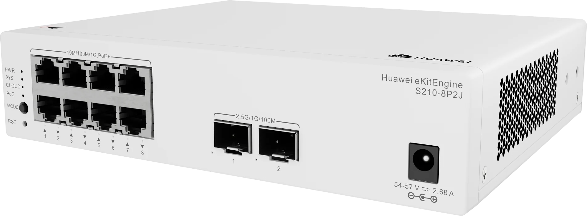 Huawei eKitEngine S210-8P2J switch front right angle view