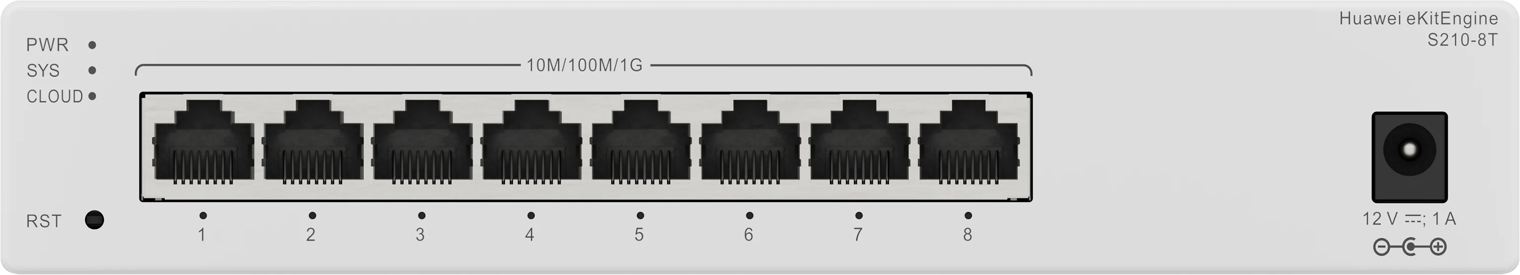 Huawei eKitEngine S210-8T front panel with 8 gigabit Ethernet ports