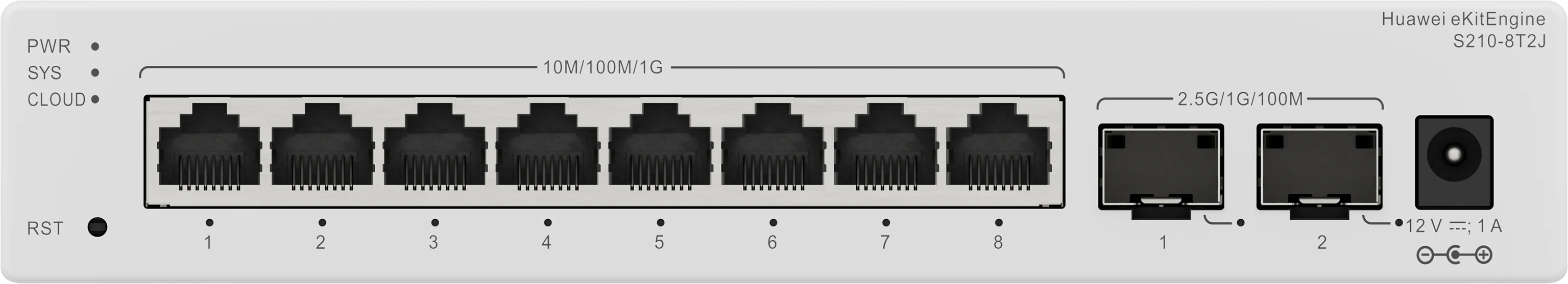 Huawei eKitEngine S210-8T2J front panel with 8 gigabit ports and 2 SFP ports