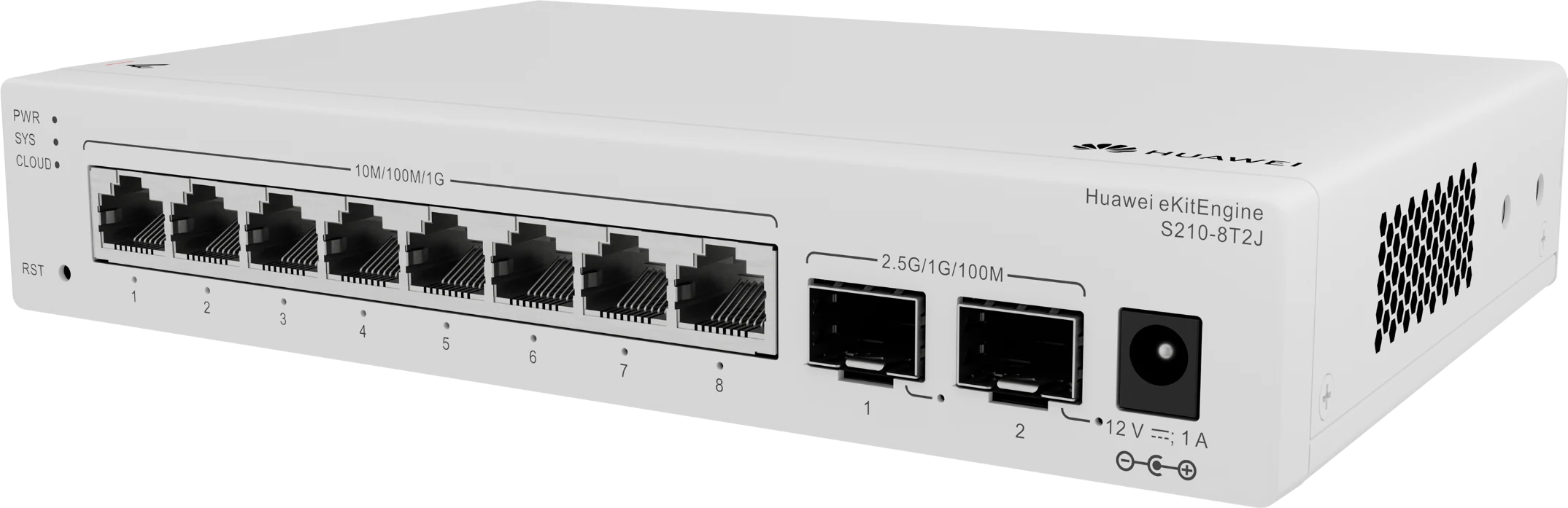 Huawei eKitEngine S210-8T2J switch front right angle view