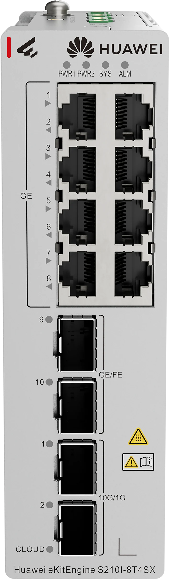 Huawei eKitEngine S210I-8T4SX front panel with 8 GE ports and 4 SFP ports
