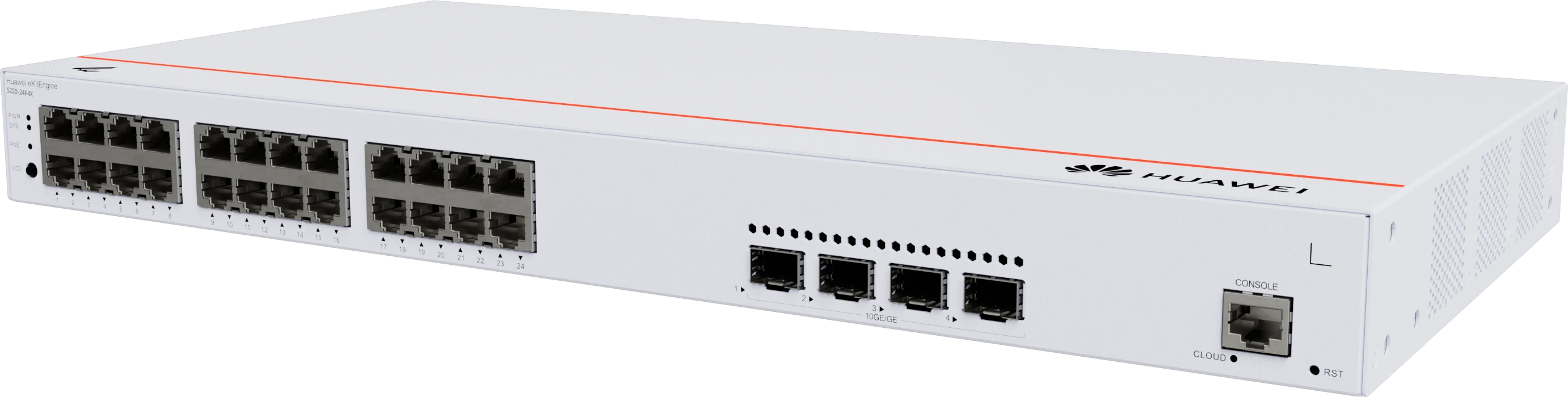 Huawei eKitEngine S220-24P4X switch front right angle view