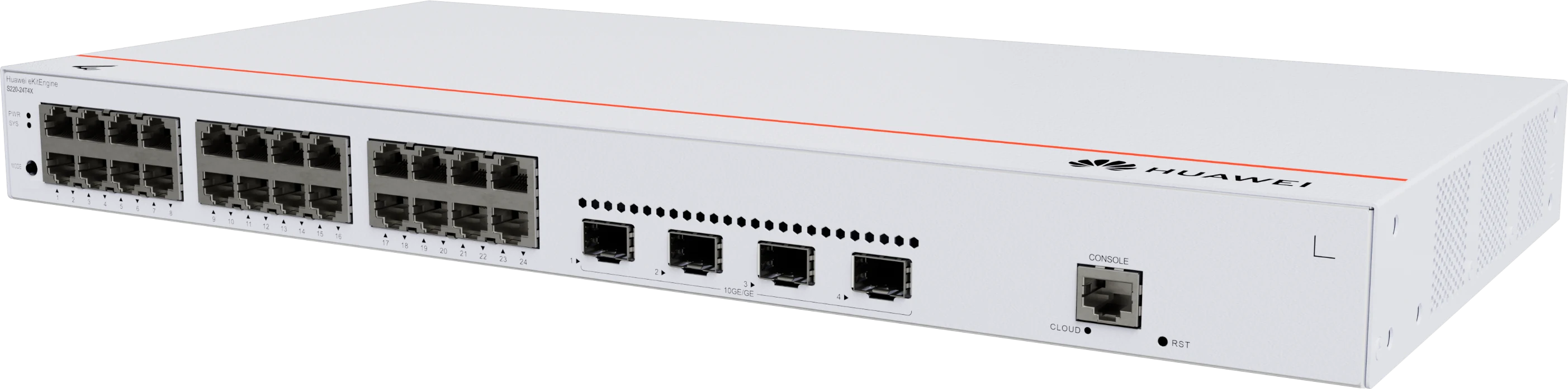 Huawei eKitEngine S220-24T4X switch front right angle view
