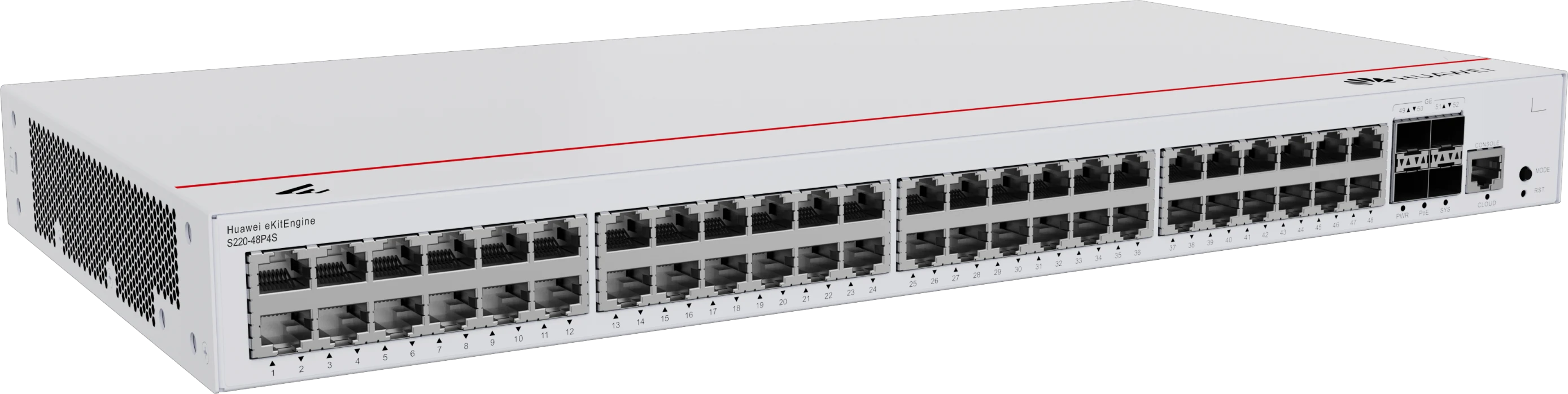 Huawei eKitEngine S220-48P4S switch front left angle view