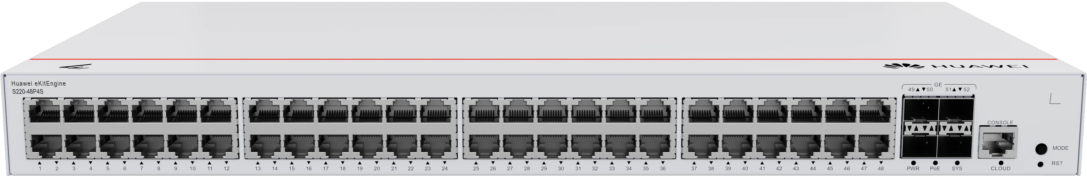 Huawei eKitEngine S220-48P4S 48 port PoE+ switch front view