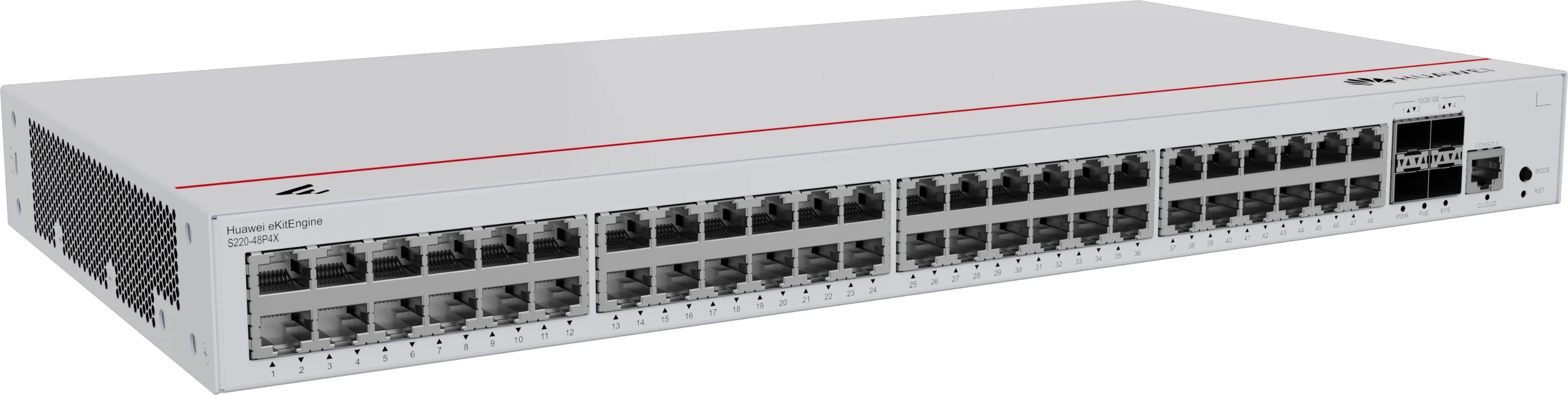 Huawei eKitEngine S220-48P4X switch front left angle view