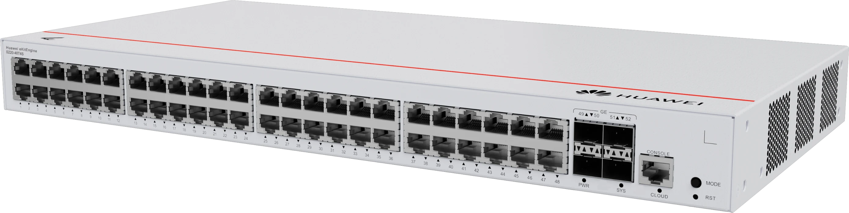 Huawei eKitEngine S220-48T4S switch front right angle view