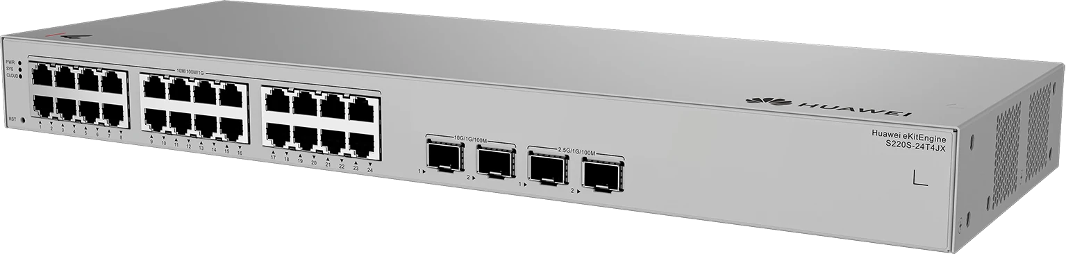 Huawei eKitEngine S220S-24T4JX switch front right angle view