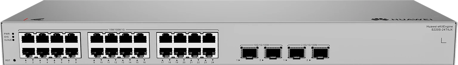 Huawei eKitEngine S220S-24T4JX 24 port gigabit switch front view