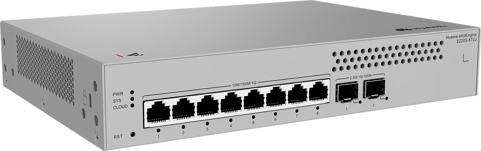 Huawei eKitEngine S220S-8T2J switch front left angle view
