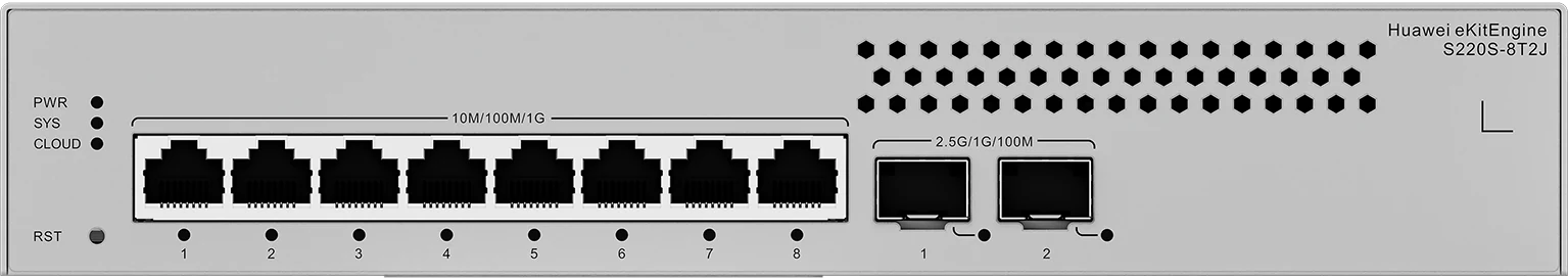 Huawei eKitEngine S220S-8T2J front panel with 8 gigabit ports and 2 SFP ports