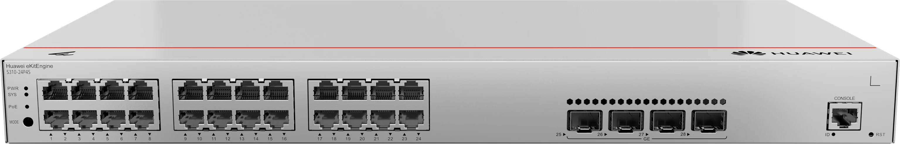 Huawei eKitEngine S310-24P4S 24 port PoE+ switch front view