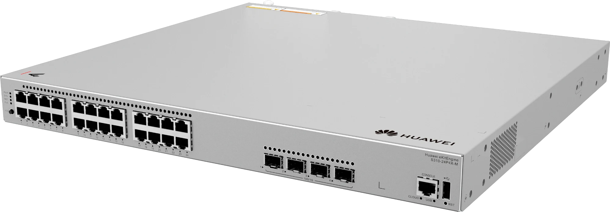 Huawei eKitEngine S310-24P4X-M switch front right angle view