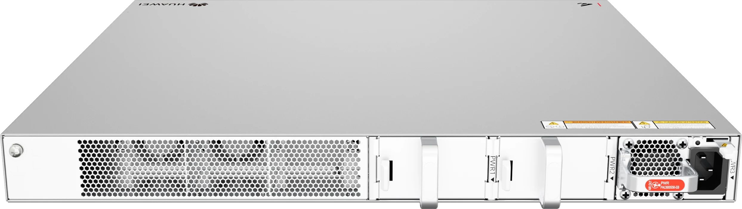 Huawei eKitEngine S310-24P4X-M switch rear view with modular power slots