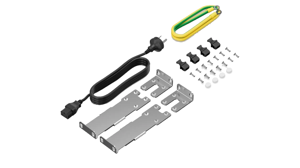 Huawei eKitEngine S310-24PN4X accessories kit with power cord and grounding cable and rack mount brackets and port dust caps