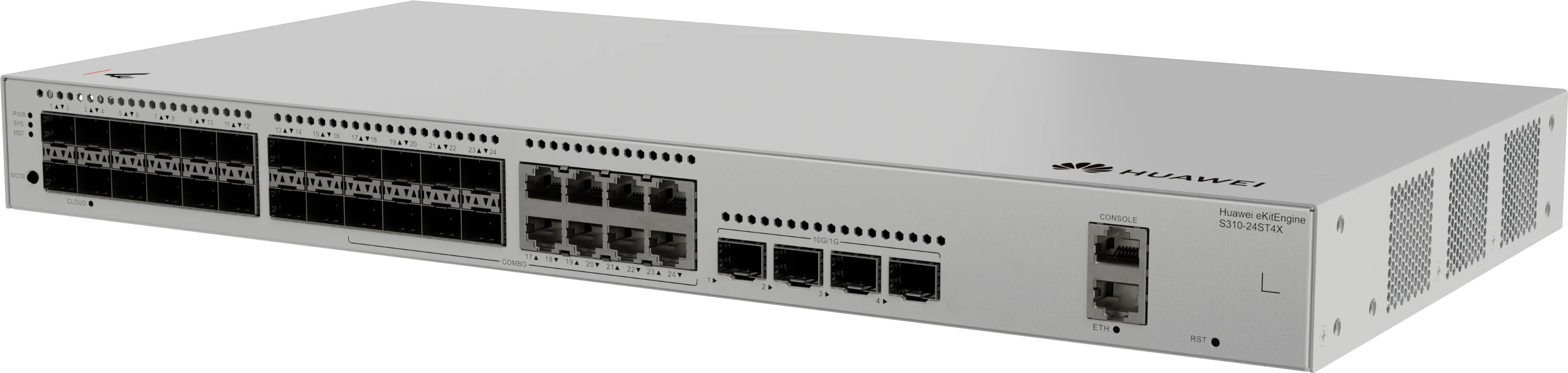 Huawei eKitEngine S310-24ST4X switch front right angle view