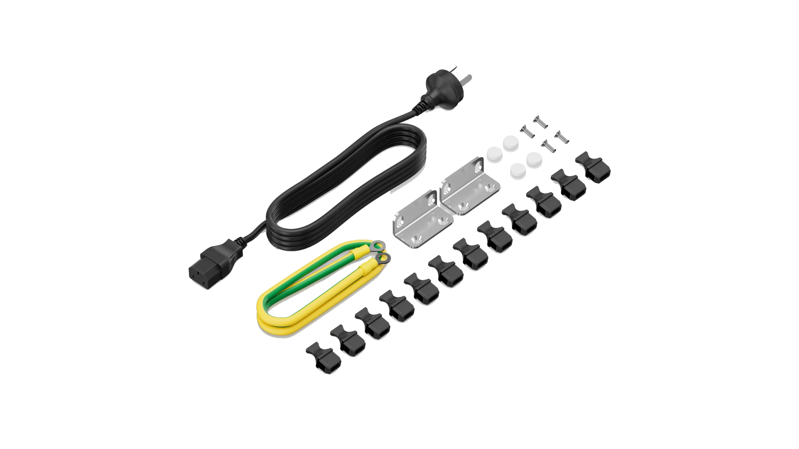 Huawei eKitEngine S310-24T8J4X accessories kit with power cord and grounding cable and rack mount brackets and port dust caps