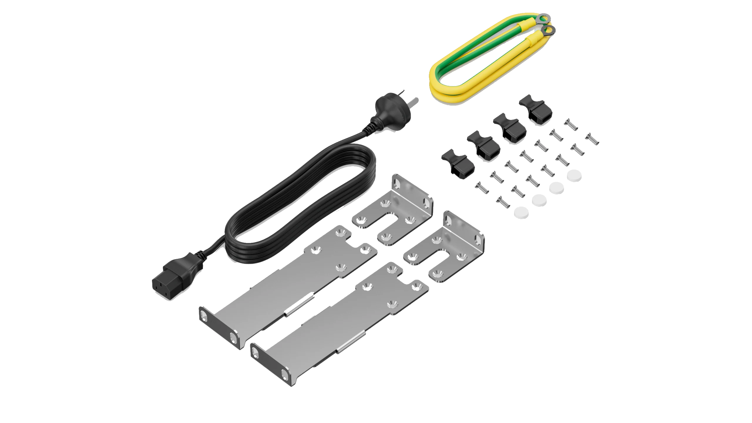 Huawei eKitEngine S310-24U4X accessories kit with power cord and grounding cable and rack mount brackets and port dust caps