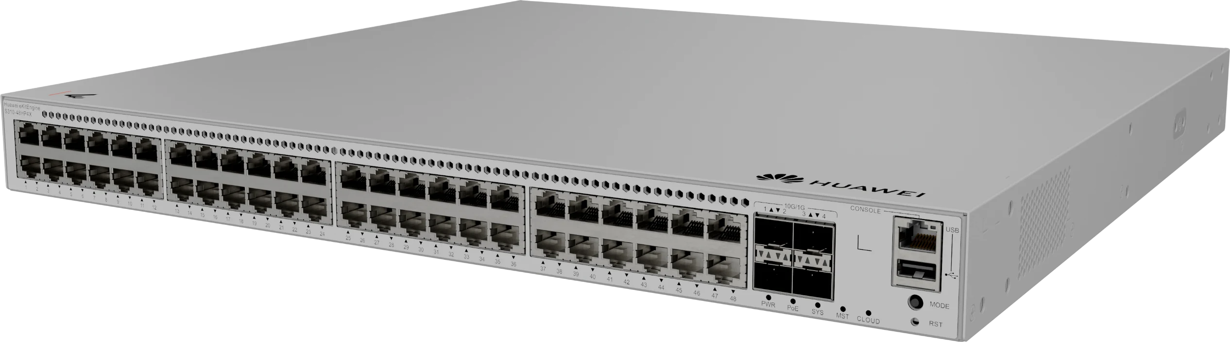 Huawei eKitEngine S310-48HP4X switch front right angle view