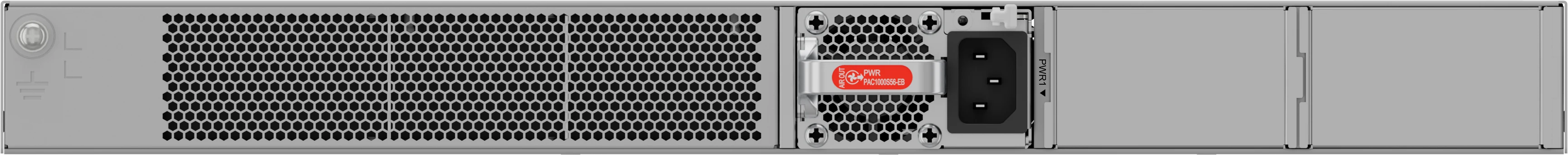 Huawei eKitEngine S310-48HP4X rear panel with PAC1000S56-EB 1000W power module and spare power slots