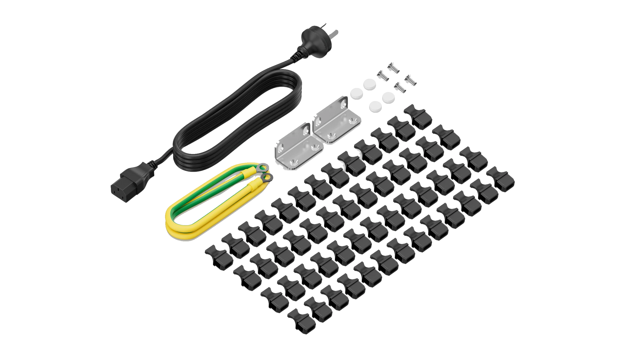 Huawei eKitEngine S310-48J4X accessories kit with power cord and grounding cable and rack mount brackets and SFP port dust caps