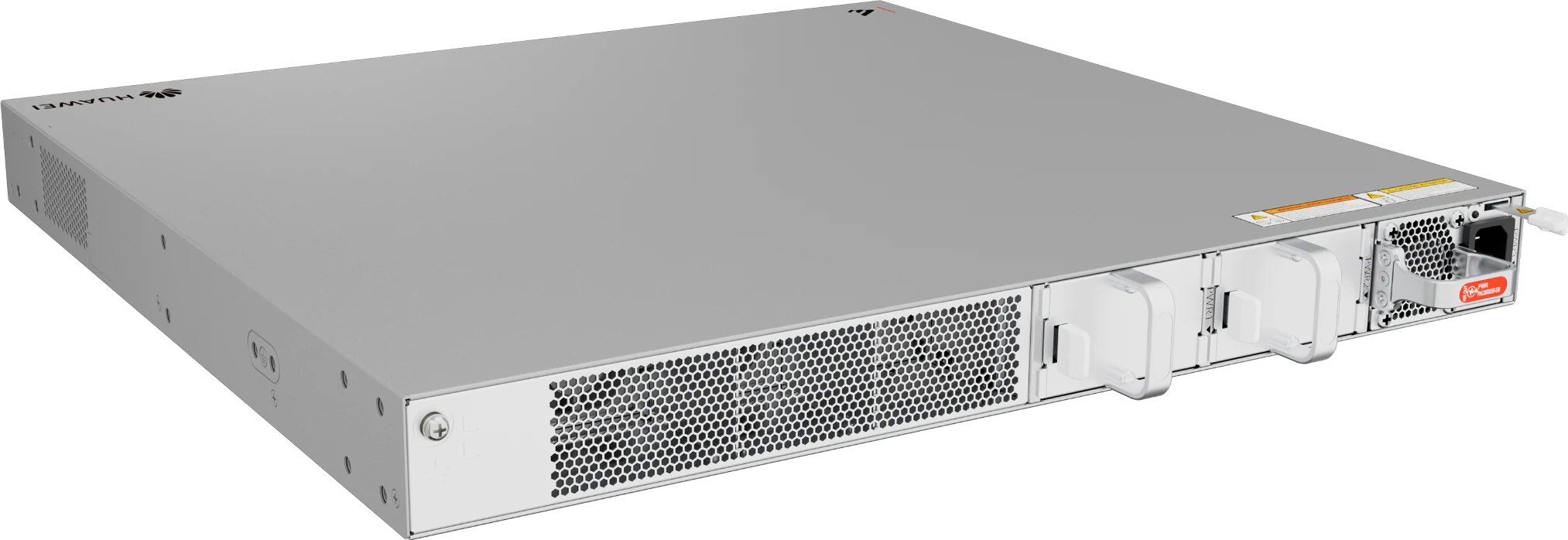 Huawei eKitEngine S310-48P4X-M switch rear left angle view with hot swappable power supply