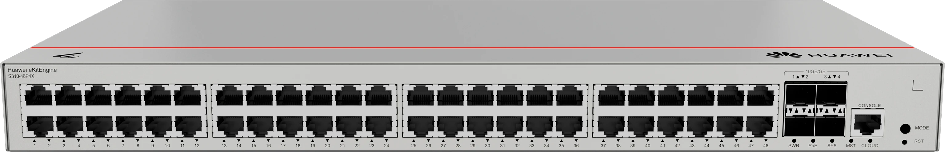 Huawei eKitEngine S310-48PN4X 48 port PoE+ switch front view