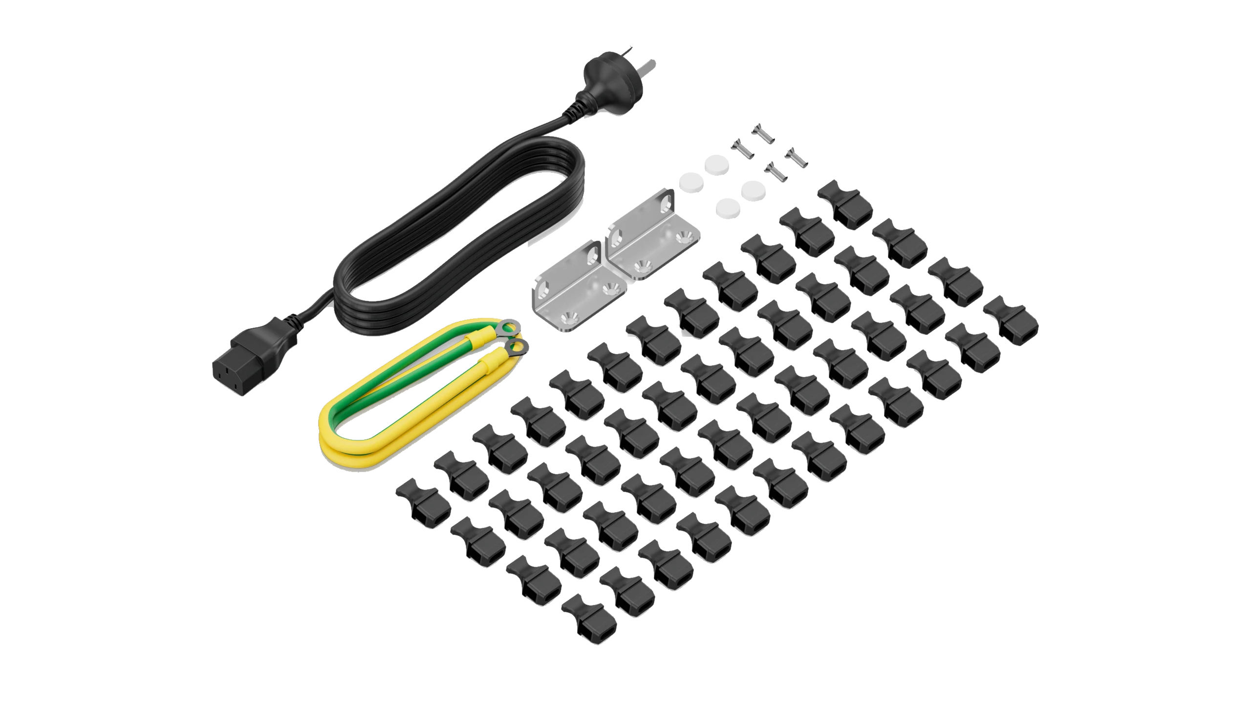Huawei eKitEngine S310-48S4X accessories kit with power cord and grounding cable and rack mount brackets and SFP port dust caps