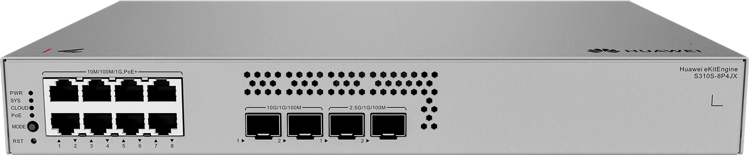 Huawei eKitEngine S310S-8P4JX 8 port PoE+ switch front view