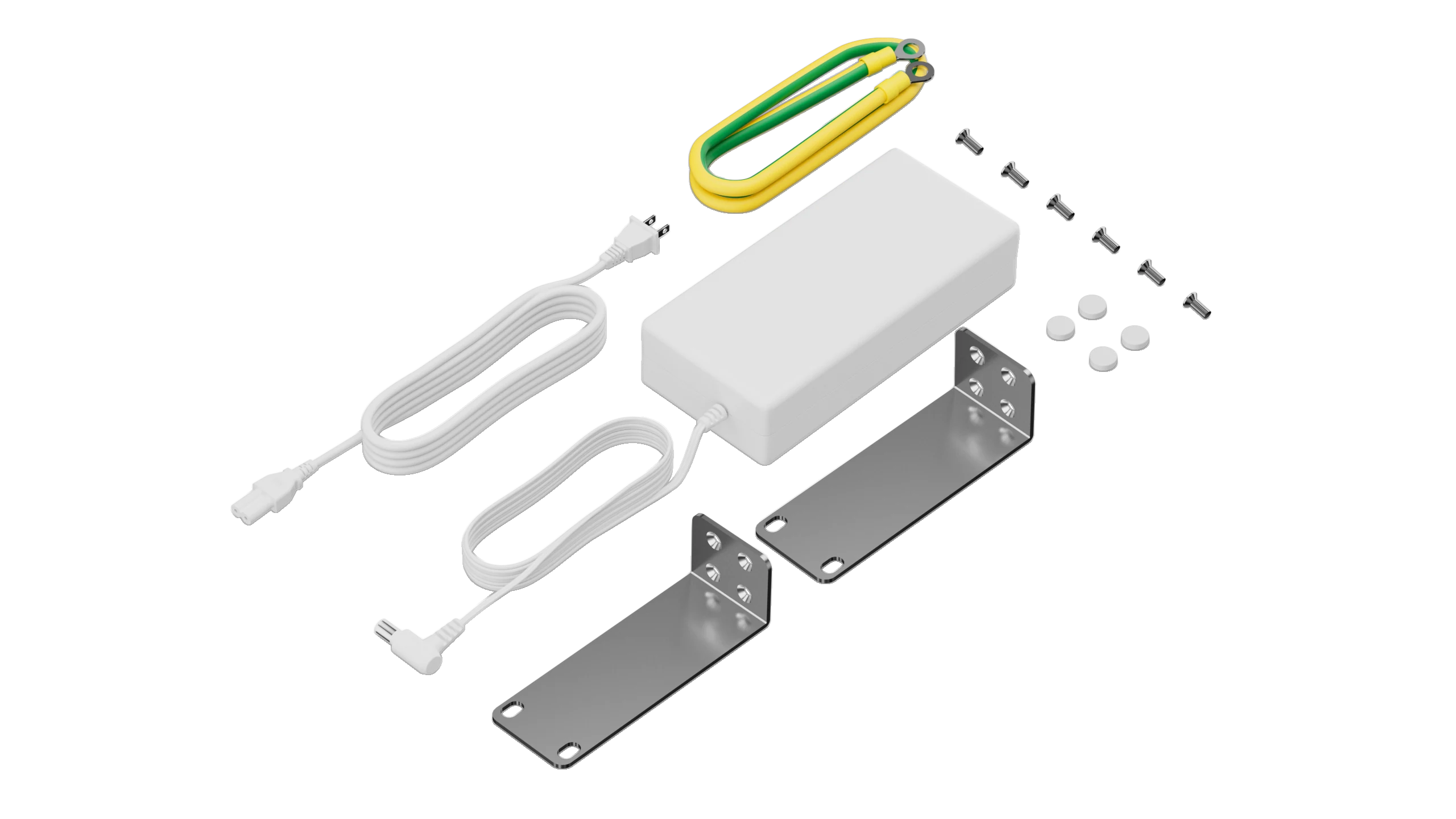 Huawei eKitEngine S310S-8P4UN2X power adapter with power cord and grounding cable and rack mount brackets