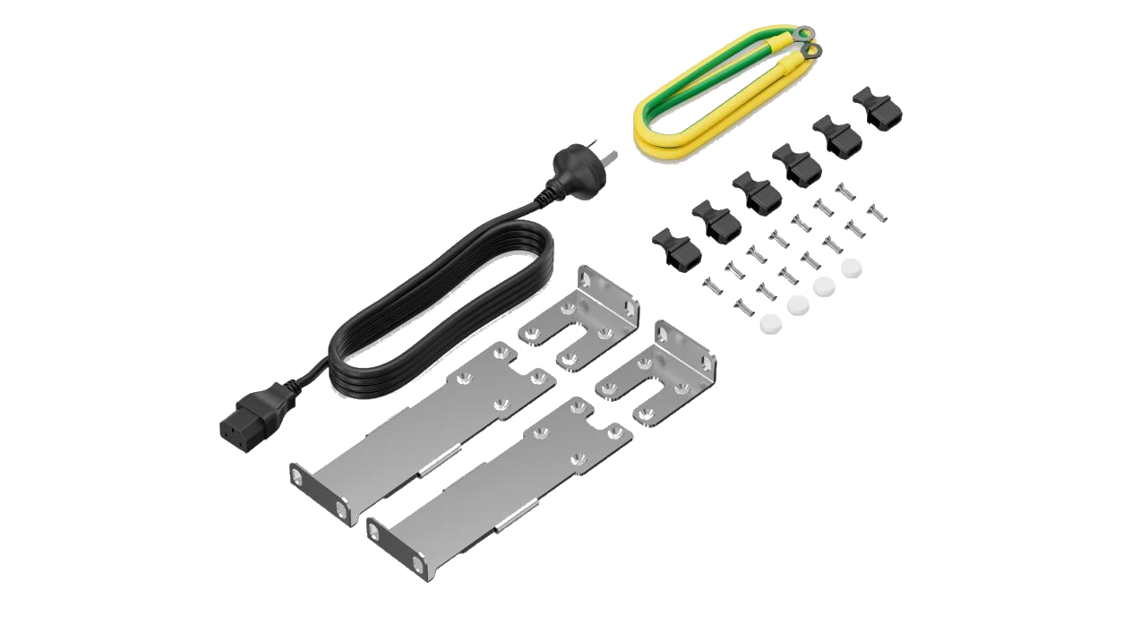 Huawei eKitEngine S530-24T4XE accessories kit with power cord and grounding cable and rack mount brackets and port dust caps