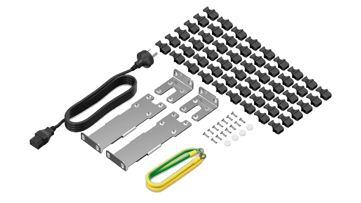 Huawei eKitEngine S530-48S4XE accessories kit with power cord and grounding cable and rack mount brackets and SFP port dust caps