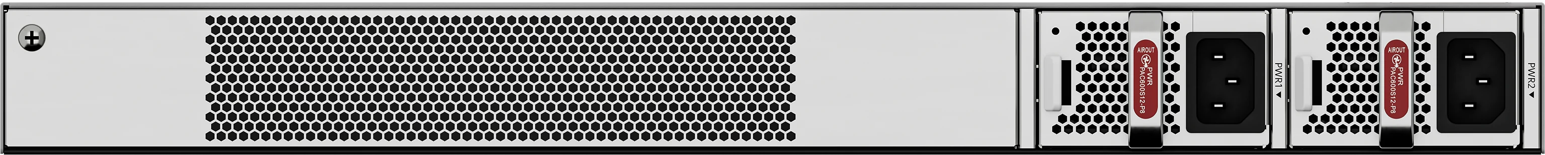Huawei eKitEngine S530-48S4XE rear panel with dual hot swappable PAC600S12-P8 power modules