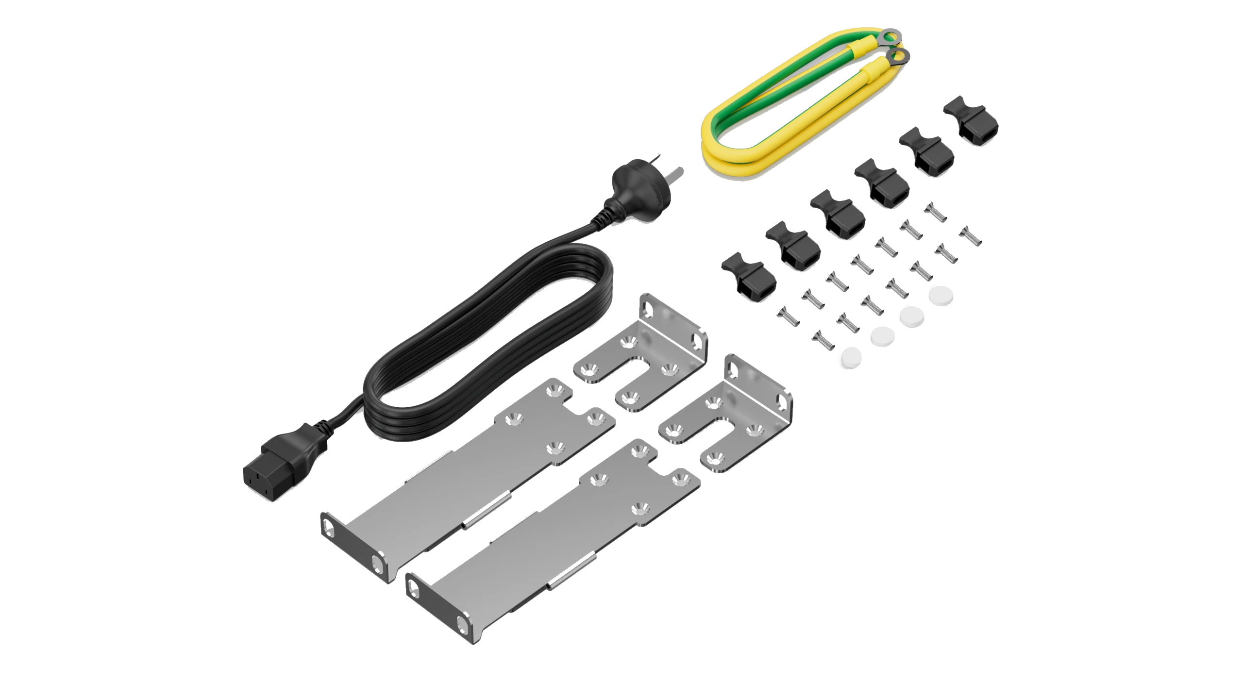 Huawei eKitEngine S530-48T4XE accessories kit with power cord and grounding cable and rack mount brackets and port dust caps
