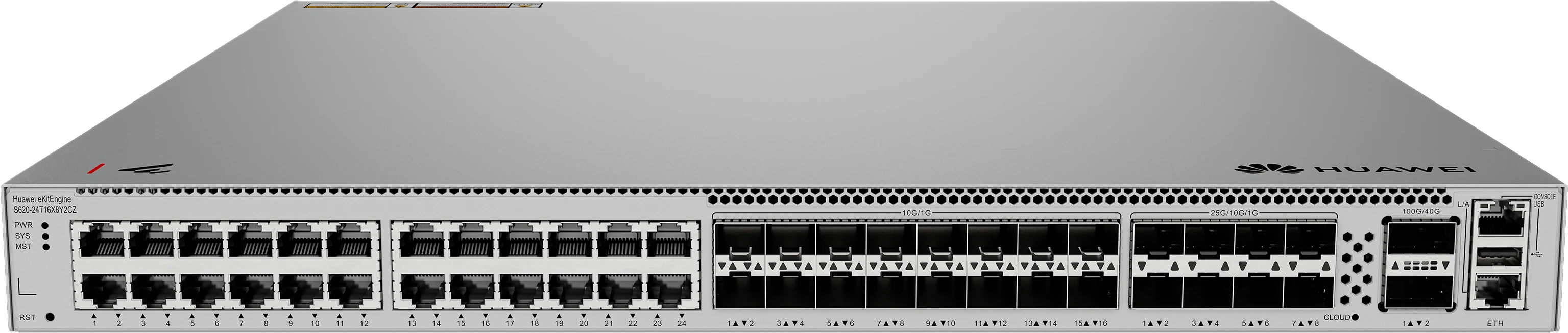 Huawei eKitEngine S620-24T16X8Y2CZ multi-speed switch front view