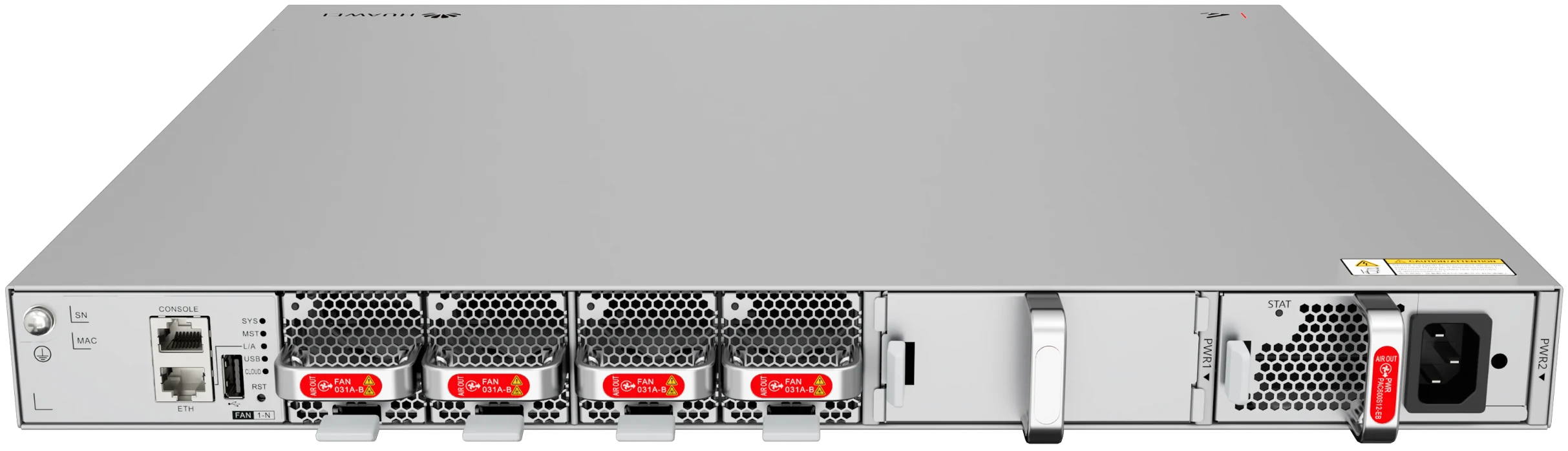 Huawei eKitEngine S630-48X6Q switch rear view with fan and power modules